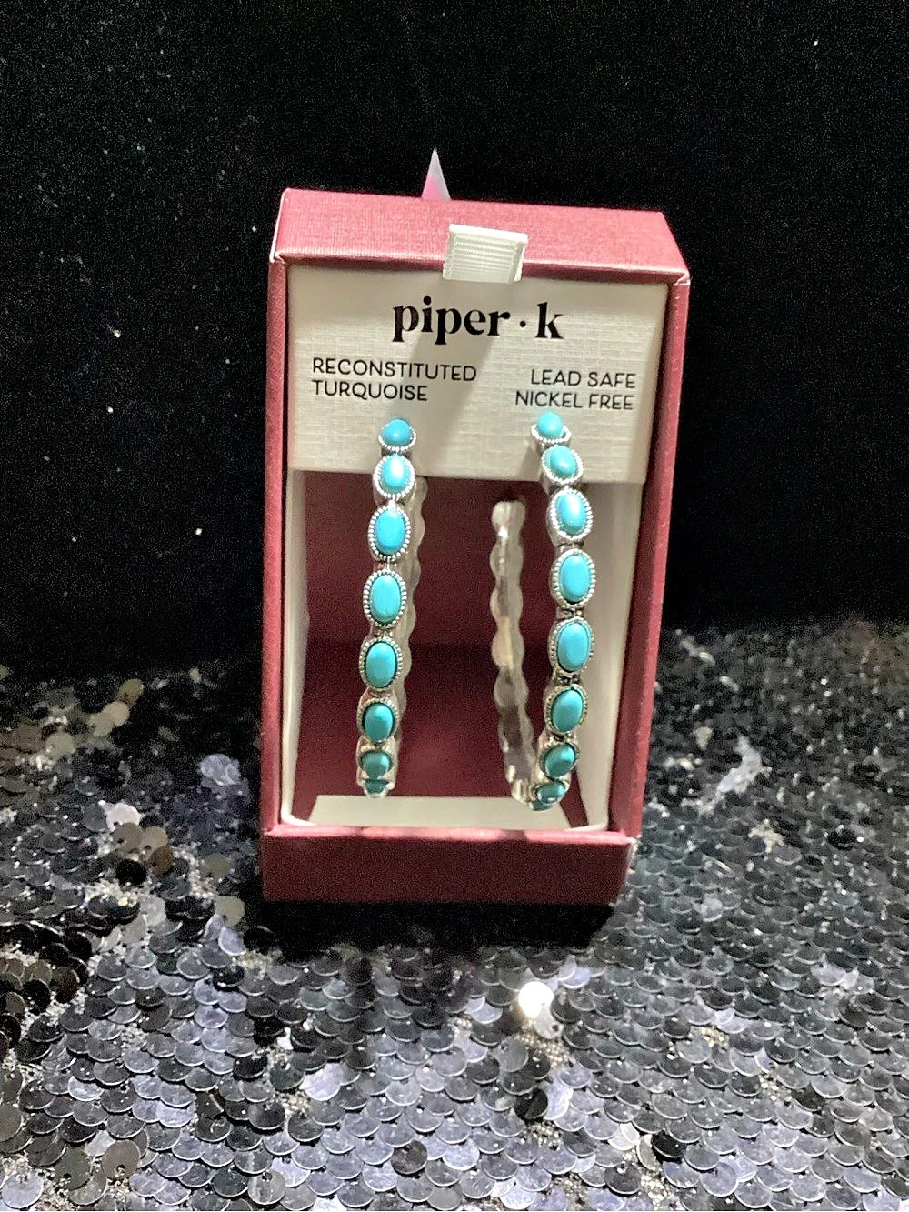 piper k Turquoise Drop Hoop Earrings NWT